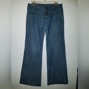 Cindy Hs Wide Leg Cuffed Blue Jeans